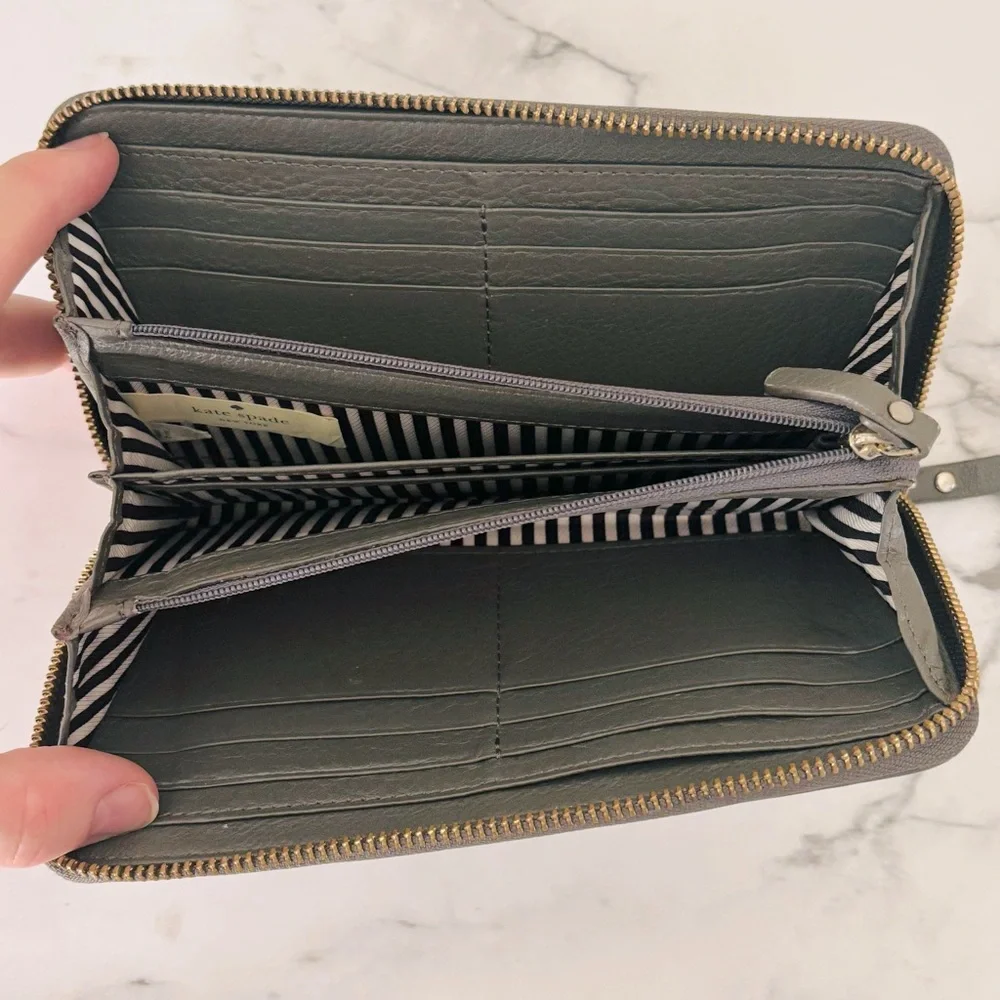 Kate Spade Women’s Dark Gray Pebbled Leather Zip Around‎ Wallet